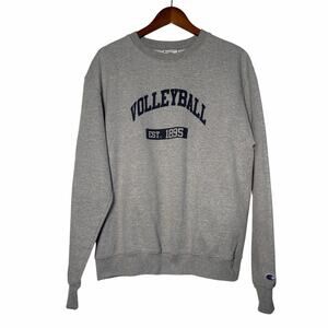 Champion Volleyball Sweatshirt Women L Gray LS Crew Activewear Sportswear Casual